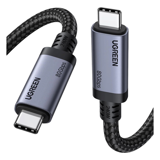 Cable USB-C Thunderbolt 5 / 80 Gbps Bidireccional / 120 Gbps Unidireccional / 1 m (3.28 ft) / 24 Pines / E-Marker IP2133H / 5A Máximo / Aluminio + Cobre Blindado
