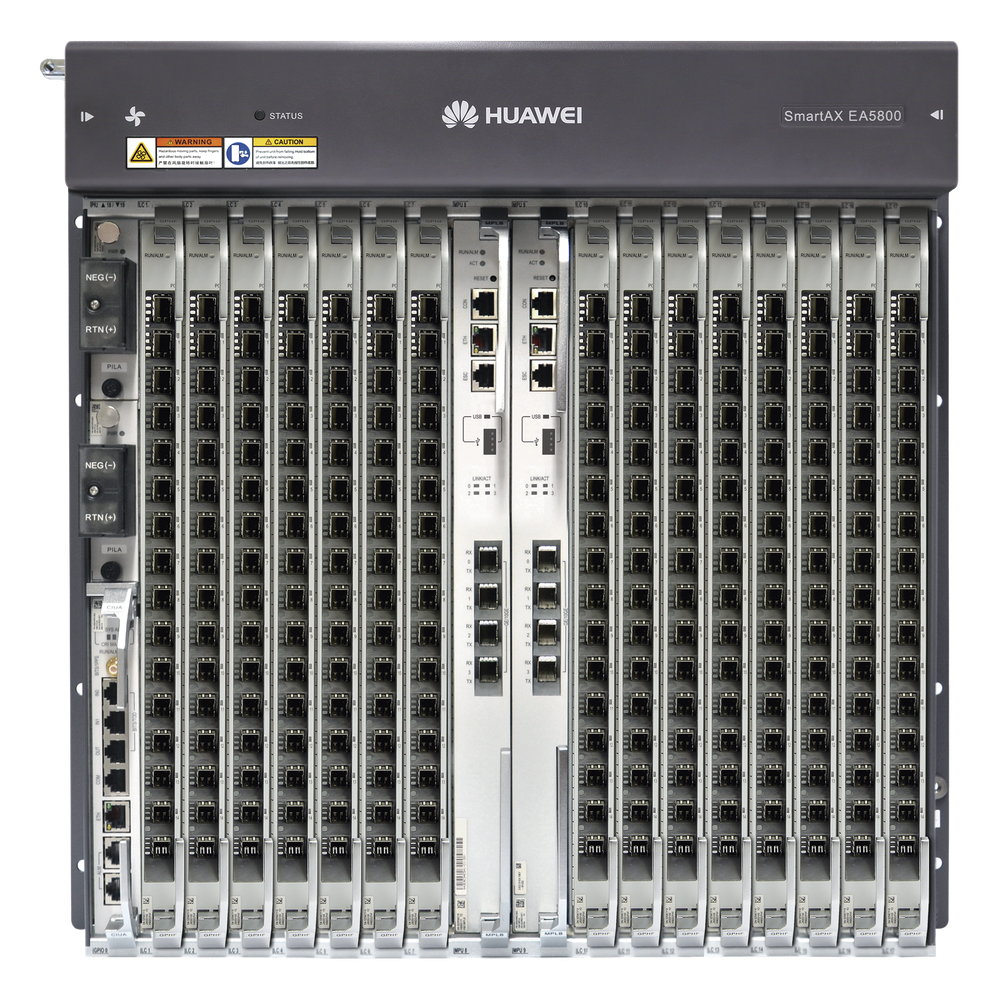 OLT GPON OptiXAccess Carrier Class con 1 tarjeta de 16 puertos GPON, 15 ranuras, 2 Fuentes de alimentación DC, 11 UR