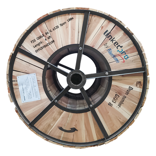 Carrete de 4 Kilómetros de Fibra Óptica Aérea Figura 8 G.652D, Monomodo de 6 Hilos, Exterior, Span 100, Loose Tube