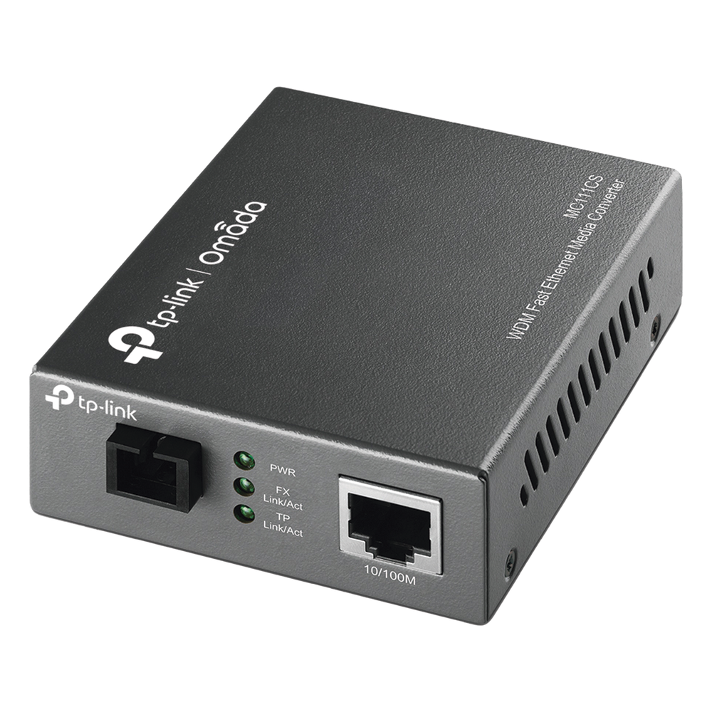 Convertidor Fibra Óptica WDM Monomodo / 1 puerto RJ45 10/100 Mbps / 1 puerto SC/UPC 100 Mbps /  Hasta 20 Km / Para su Funcionamiento Requiere el Modelo MC112CS / Plug and Play