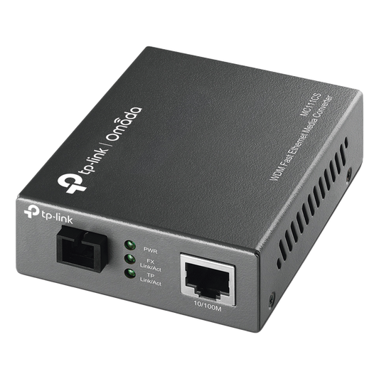 Convertidor Fibra Óptica WDM Monomodo / 1 puerto RJ45 10/100 Mbps / 1 puerto SC/UPC 100 Mbps /  Hasta 20 Km / Para su Funcionamiento Requiere el Modelo MC112CS / Plug and Play