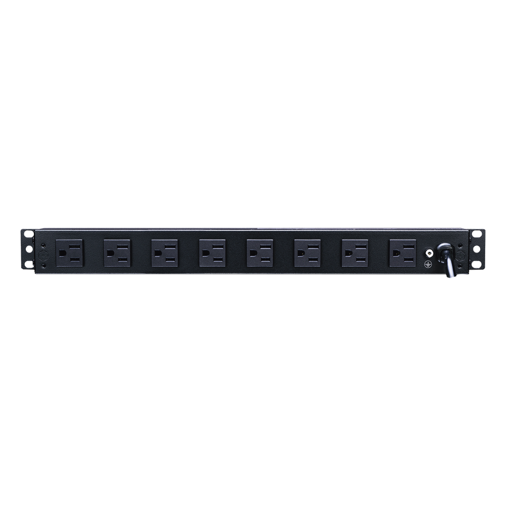PDU Básico Para Distribución de Energía, Con 8 Tomas NEMA 5-15R Traseras y 2 Tomas 5-15R Frontales, 1UR, 15 Amp, 120 Vca