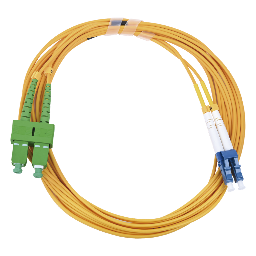 Jumper de Fibra Óptica Monomodo 9/125 LC/UPC-SC/APC, PVC, 2.0 mm, Dúplex, Amarillo, 3 Metros (9.84 Pies)