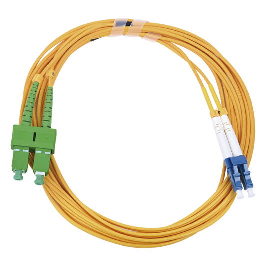 Jumper de Fibra Óptica Monomodo 9/125 LC/UPC-SC/APC, PVC, 2.0 mm, Dúplex, Amarillo, 3 Metros (9.84 Pies)