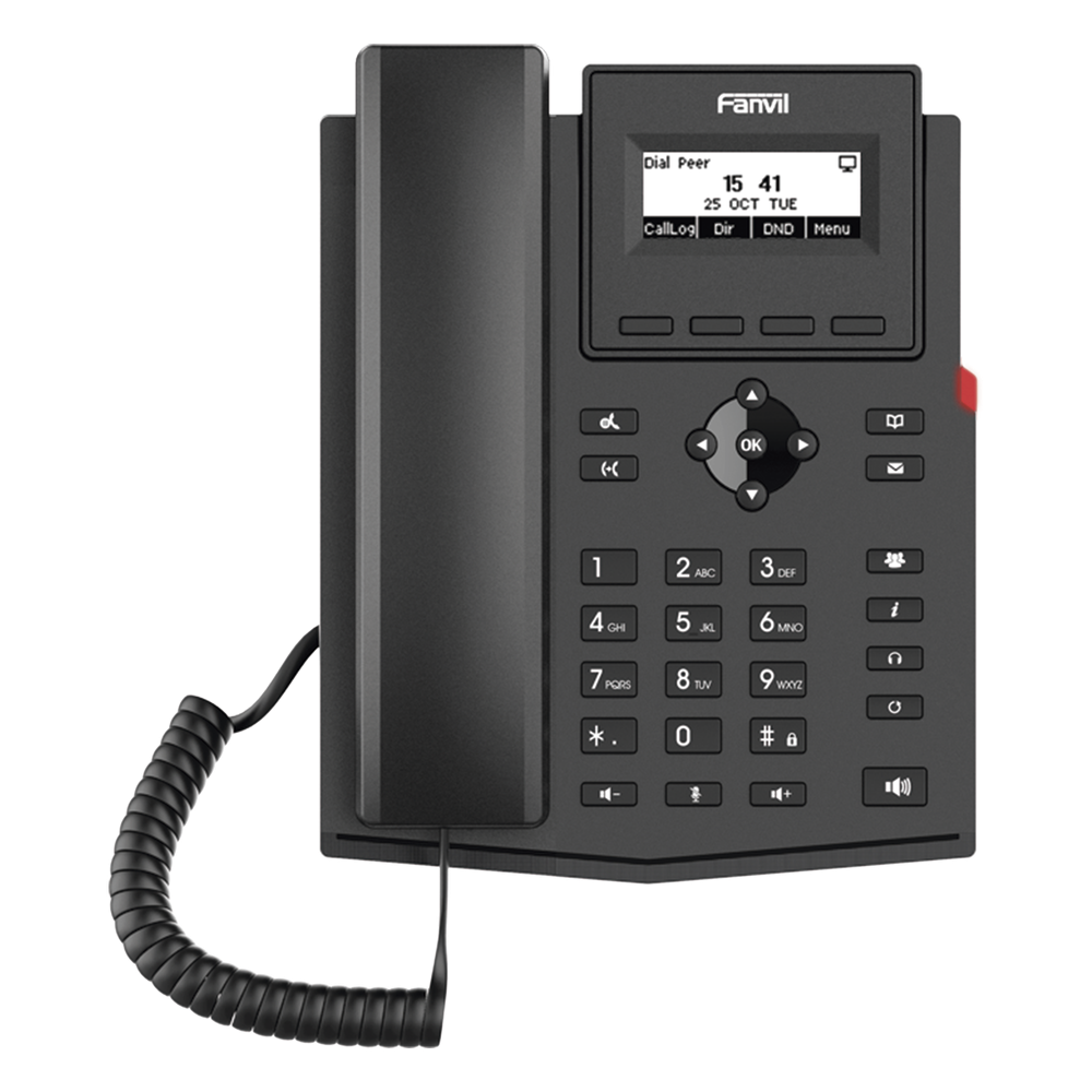 Teléfono IP / 2 Líneas SIP / Pantalla LCD 2.3" 132x64 / Audio HD G.722 y Opus / Conferencia 6 Vías / PoE 802.3af / Puertos Ethernet Duales 10/100 / Soporte EHS