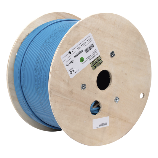 Bobina de Cable Blindado F/UTP de 4 Pares, Z-MAX, Cat6A, Soporte de Aplicaciones 10GBase-T, CMR (Riser), Color Azul, 305 Metros (1000 Pies)