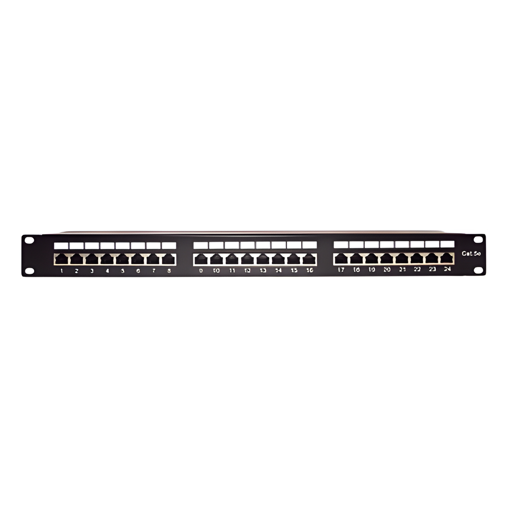Panel de Parcheo de Impacto Blindado (STP) de 24 Puertos Cat5e, 19 Pulgadas