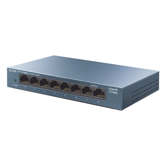Switch de escritorio Gigabit de 8 puertos 10/100/1000Mbps, carcasa metálica