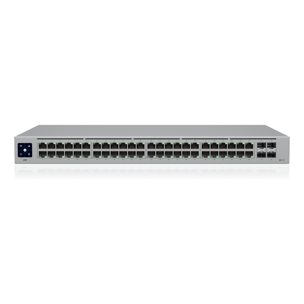 USW-48 — Switch Layer 2 de 48 Puertos GbE + 4 Puertos SFP con Diseño Fanless para Funcionamiento Totalmente Silencioso