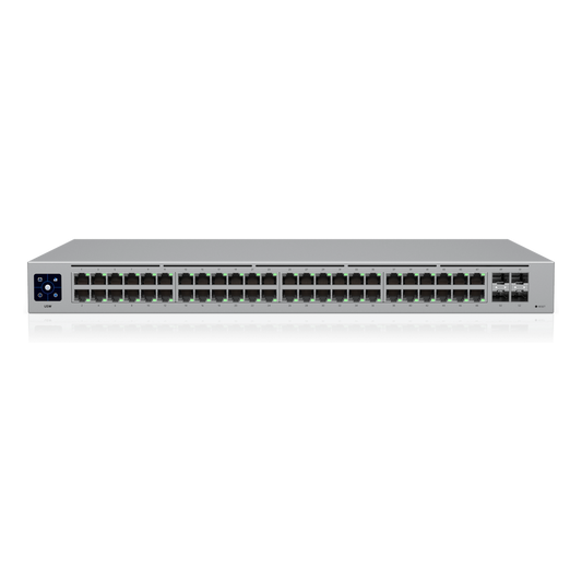 USW-48 — Switch Layer 2 de 48 Puertos GbE + 4 Puertos SFP con Diseño Fanless para Funcionamiento Totalmente Silencioso