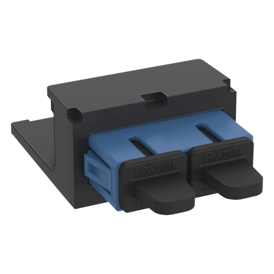 Módulo Acoplador SC Duplex, para Fibra Óptica Monomodo OS1/OS2, Tipo Mini-Com, Color Azul