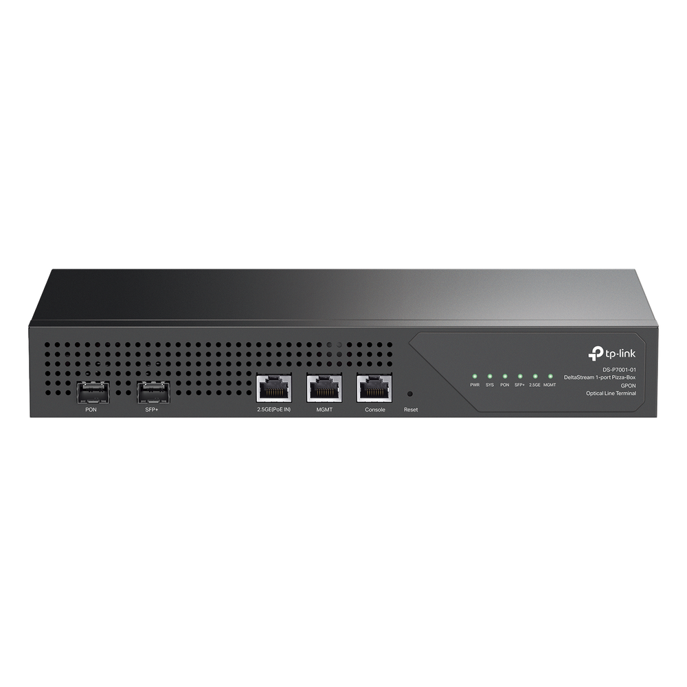 Delta Stream - OLT de 1 puerto GPON / Conexión de hasta 128 ONUs / 1 Puerto 2.5 Gigabit RJ45 Uplink PoE/  1 Puertos SFP+ Uplink / Fuentes Redundantes AC- PoE at / Administración desde la nube (DPMS)