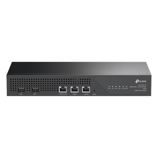 Delta Stream - OLT de 1 puerto GPON / Conexión de hasta 128 ONUs / 1 Puerto 2.5 Gigabit RJ45 Uplink PoE/  1 Puertos SFP+ Uplink / Fuentes Redundantes AC- PoE at / Administración desde la nube (DPMS)