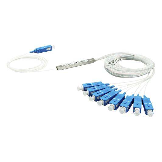 Splitter (Divisor Óptico) tipo PLC, 1x8, conectores SC/UPC
