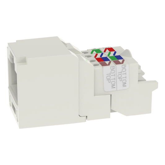 Conector Jack RJ45 Estilo TP, Mini-Com, Categoría 6, de 8 Posiciones y 8 Cables, Color Blanco Mate