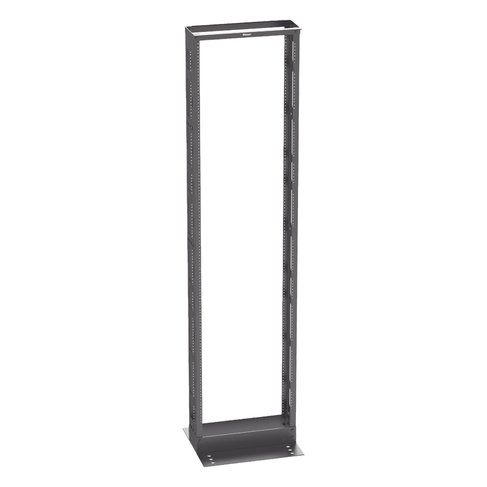 Rack de Dos Postes Estándar de 19 in, Rieles Numerados y Roscados #12-24, 6 in de Profundidad, Fabricado en Acero, 45 Unidades de Rack, Color Negro