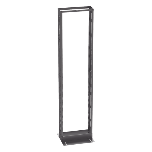 Rack de Dos Postes Estándar de 19 in, Rieles Numerados y Roscados #12-24, 6 in de Profundidad, Fabricado en Acero, 45 Unidades de Rack, Color Negro