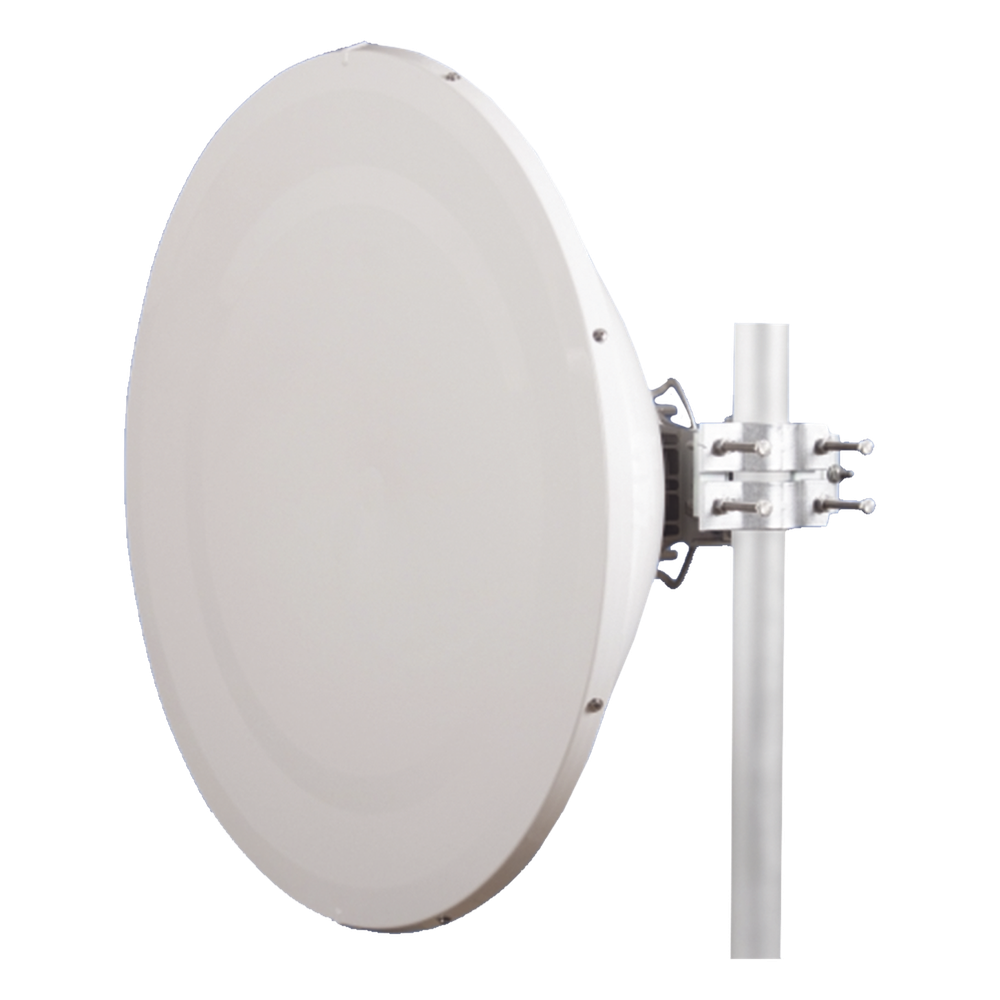 Antena direccional Alto Rendimiento / Parábola profunda para mayor aislamiento al ruido /4 ft / Guía de onda  para radio B5x y C5x / Ganancia de 35 dBi / Soporte de acero inoxidable / Polaridad en 90 ° y 45 ° / Incluye montaje.