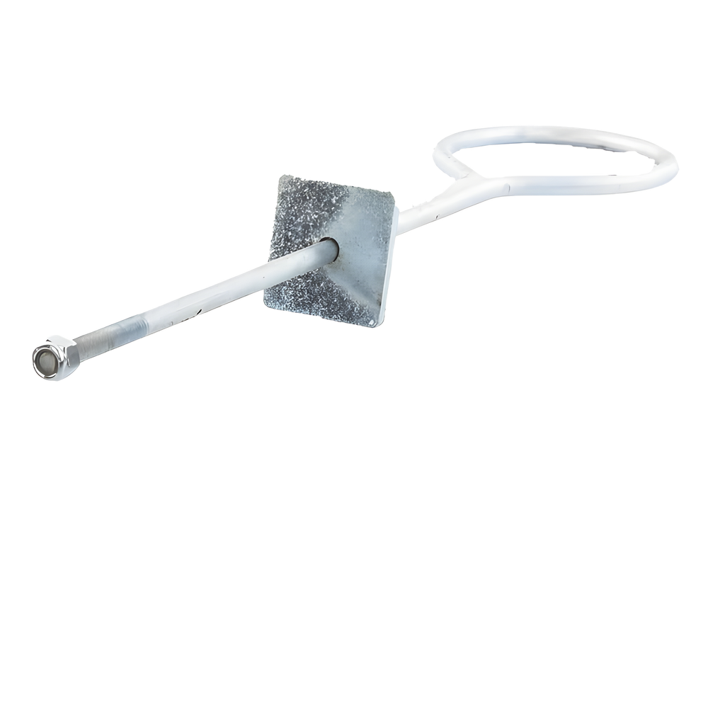 Ancla de Losa o Pared de 63-65 cm. de 13 cm diámetro de argolla. Galvanizado Electrolítico.