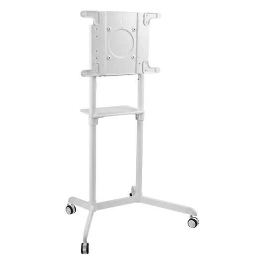 Soporte Móvil Rotativo para Pantalla 37"-70" / Rotación 0° a 90° / VESA 200x200 a 600x400 / Carga 70 kg / Ruedas con Bloqueo / Color Blanco