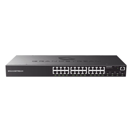 Switch PoE+ Administrable / 24 Puertos 10/100/1000 Mbps + 4 SFP / 360W PoE Total / Switching 56 Gbps / Cloud GWN Sin Costo / Montable en Rack