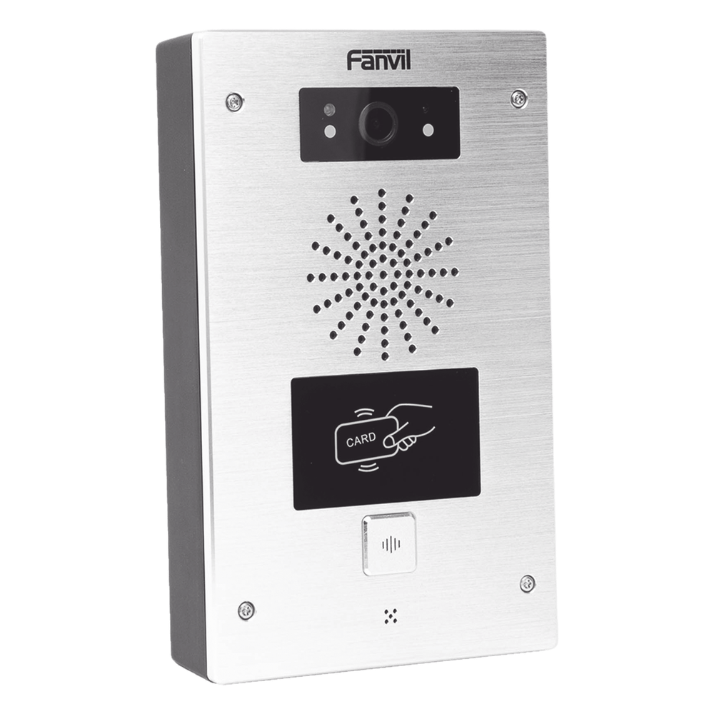 Video portero IP, 2 líneas SIP, 2 relevadores, lector de tarjeta RFID, Compatible con NVR Hikvision por Onvif, con botón para llamada, anti-vandálico, PoE, IP65 e IK10, PoE