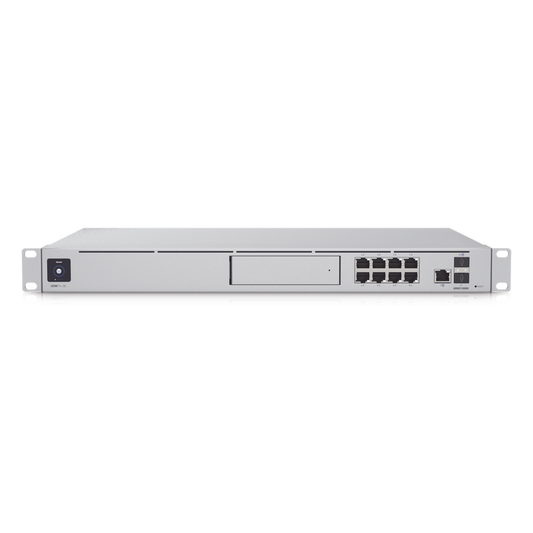 UniFi OS Console: Dream Machine Special Edition, 8 puertos LAN RJ45 con POE, 1 LAN SFP+, 1 WAN 2.5G RJ45  y 1 WAN SFP+, 128 GB de memoria interna. Todas las aplicaciones UniFi integradas