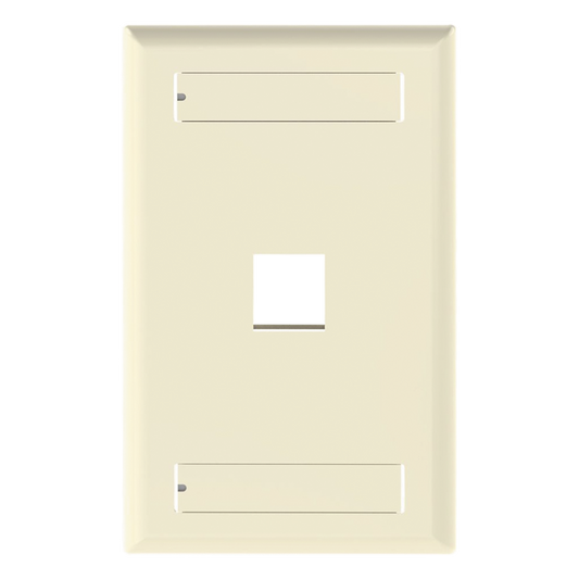 Placa de Pared Vertical, Salida Para 1 Puerto Keystone, Con Espacios Para Etiquetas, Color Marfil