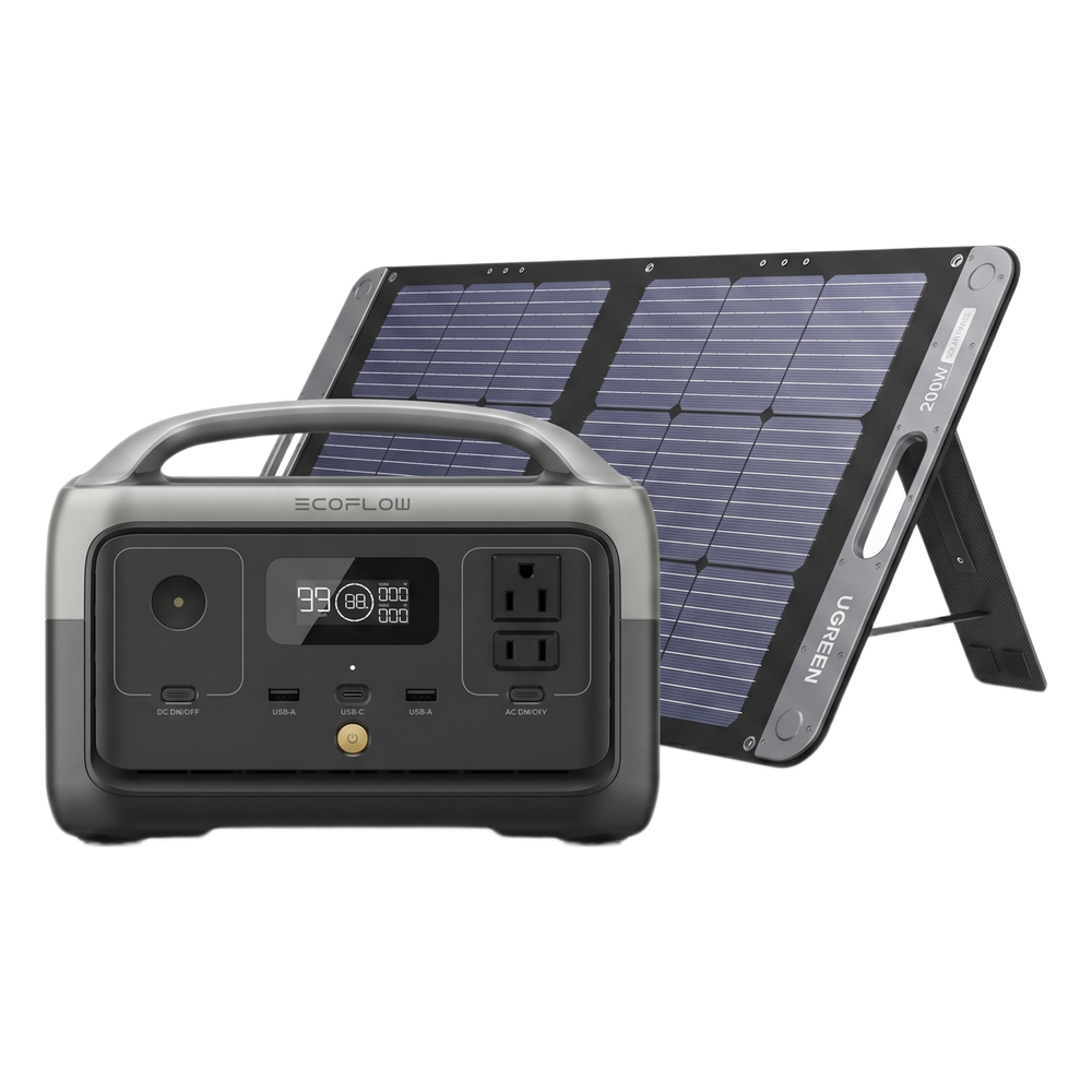 Estación de Energía Portátil / 256 Wh LFP / Inversor Onda Sinusoidal Pura 300 W / Panel Solar 200 W / USB-C 60 W / IP67 / Wi-Fi