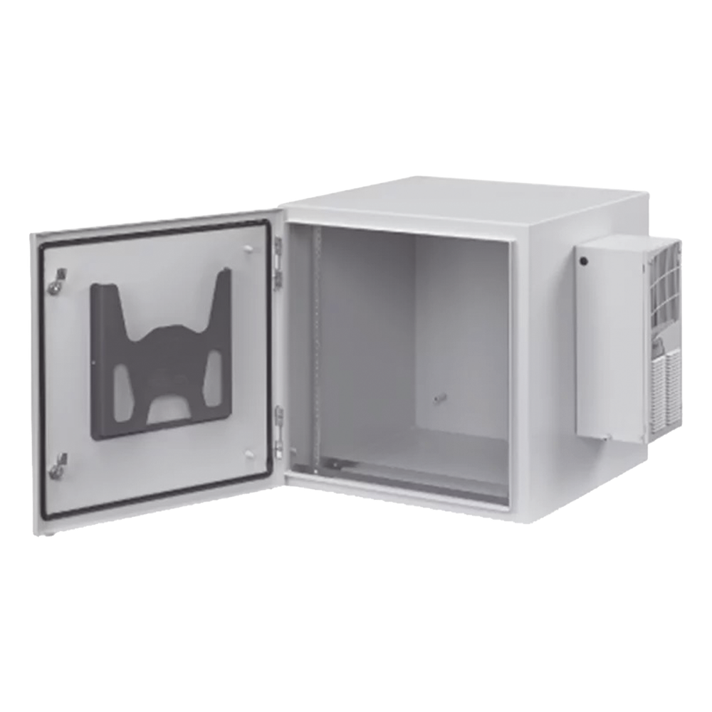 Gabinete Industrial ProTek de 19 UR de 922 x 600 x 614 mm Puerta Sólida Con Aire Acondicionado de 800 BTU / Protección NEMA Tipo 4/12; IP66, Fabricado en Acero Color Gris Claro