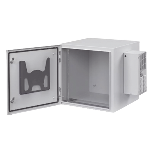 Gabinete Industrial ProTek de 19 UR de 922 x 600 x 614 mm Puerta Sólida Con Aire Acondicionado de 800 BTU / Protección NEMA Tipo 4/12; IP66, Fabricado en Acero Color Gris Claro