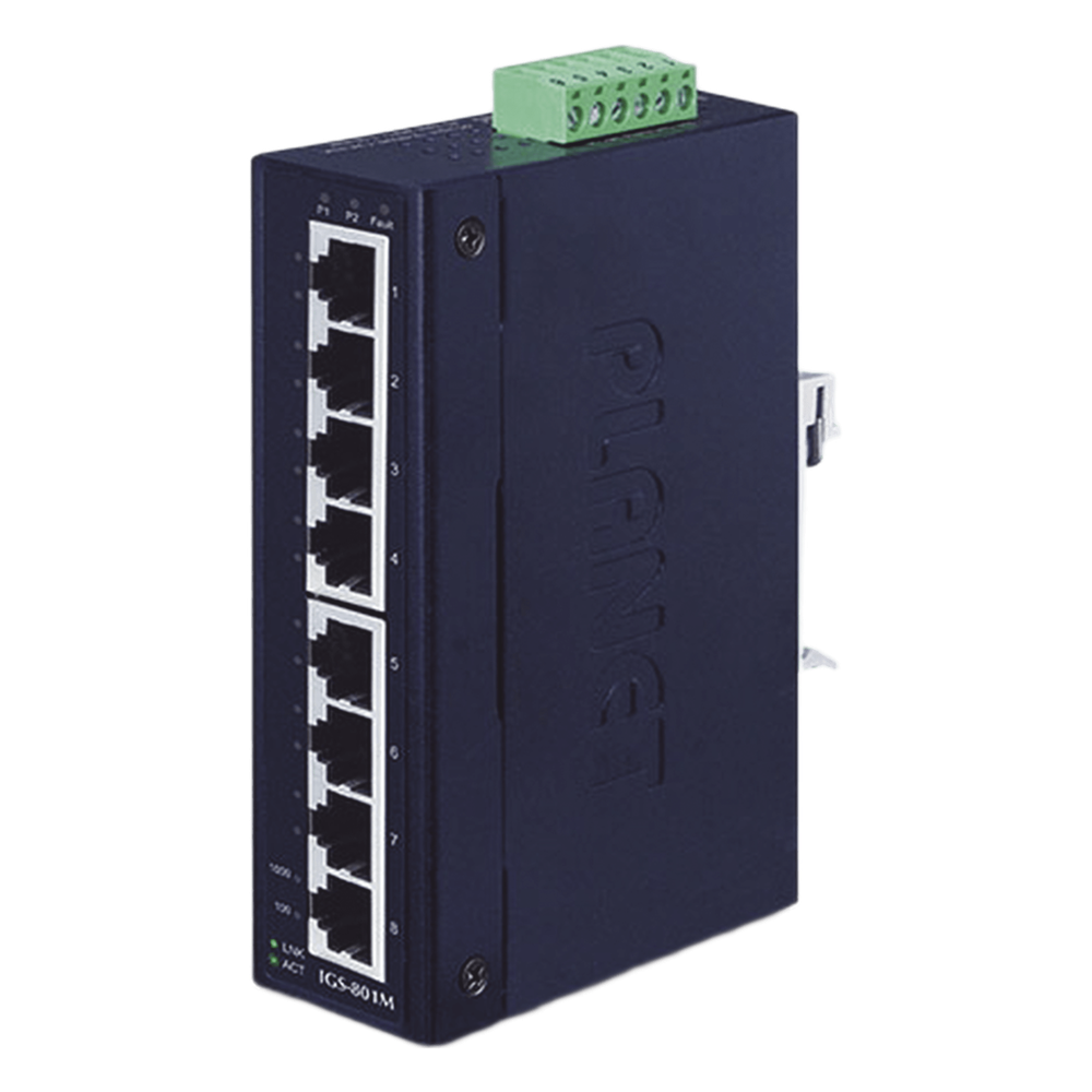 Switch Industrial Administrable Capa 2,  8 Puertos Gigabit, Doble Entrada de Alimentación Para Fuente Redundante