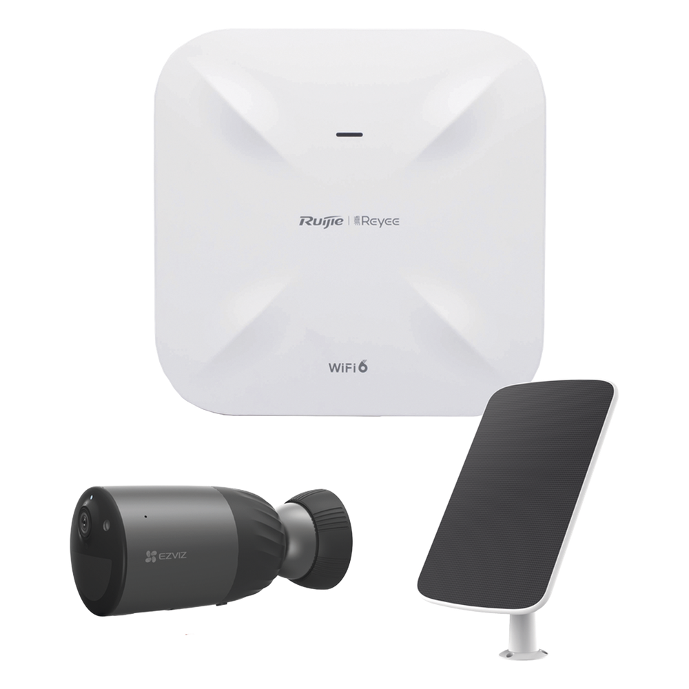 Kit de Cámaras Wi-Fi  con Access Point/ Incluye 1 Cámara de Batería  CS-BC1C / 1 Pane solar Mod. CS-CMT-SOLARPANEL-E / 1 Access Point RG-RAP6260(G)
