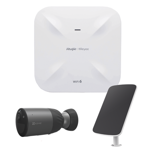 Kit de Cámaras Wi-Fi  con Access Point/ Incluye 1 Cámara de Batería  CS-BC1C / 1 Pane solar Mod. CS-CMT-SOLARPANEL-E / 1 Access Point RG-RAP6260(G)