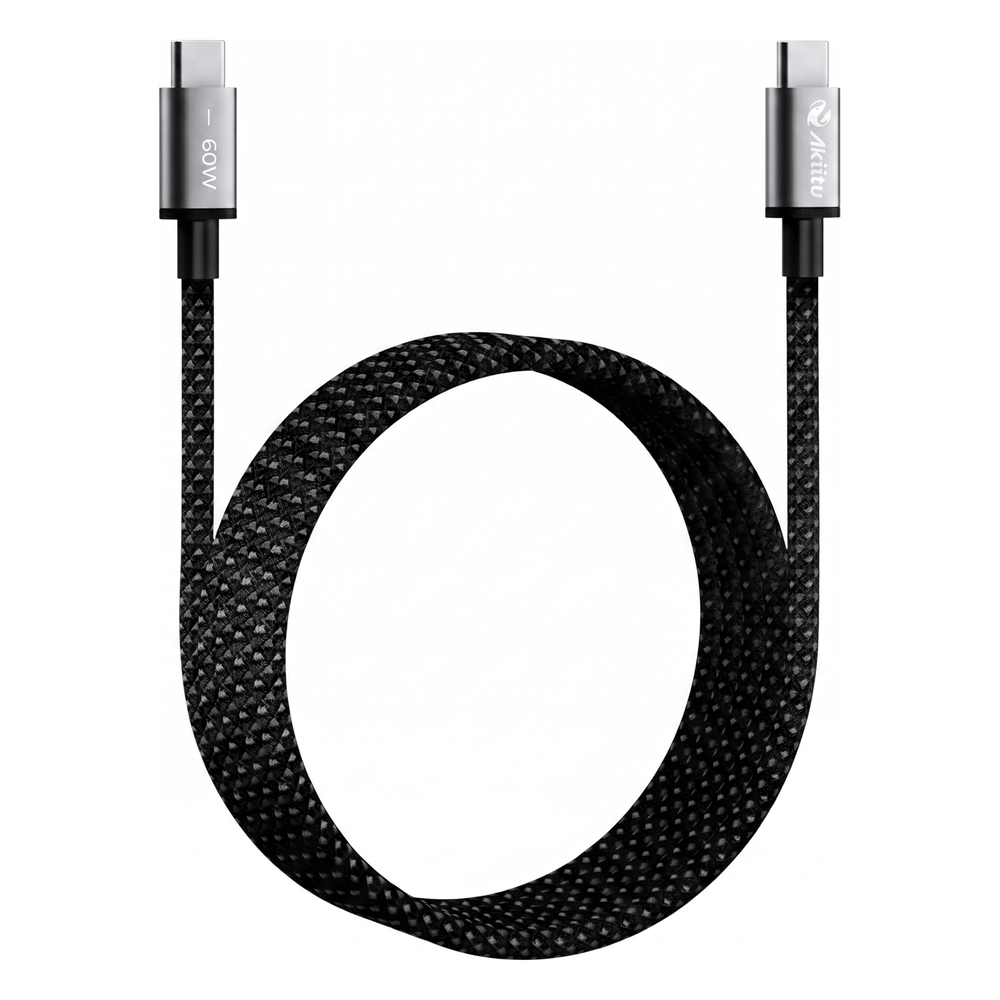 Cable de Carga USB-C a C 1.5 Metros (4.92 Pies) / Tecnología GaN (Nitruro de Galio / Fast-Charging / Potencia 60W / Velocidad Transferencia 480 Mbps / Material Nylon / Conector Aluminio Anodizado