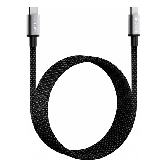 Cable de Carga USB-C a C 1.5 Metros (4.92 Pies) / Tecnología GaN (Nitruro de Galio / Fast-Charging / Potencia 60W / Velocidad Transferencia 480 Mbps / Material Nylon / Conector Aluminio Anodizado