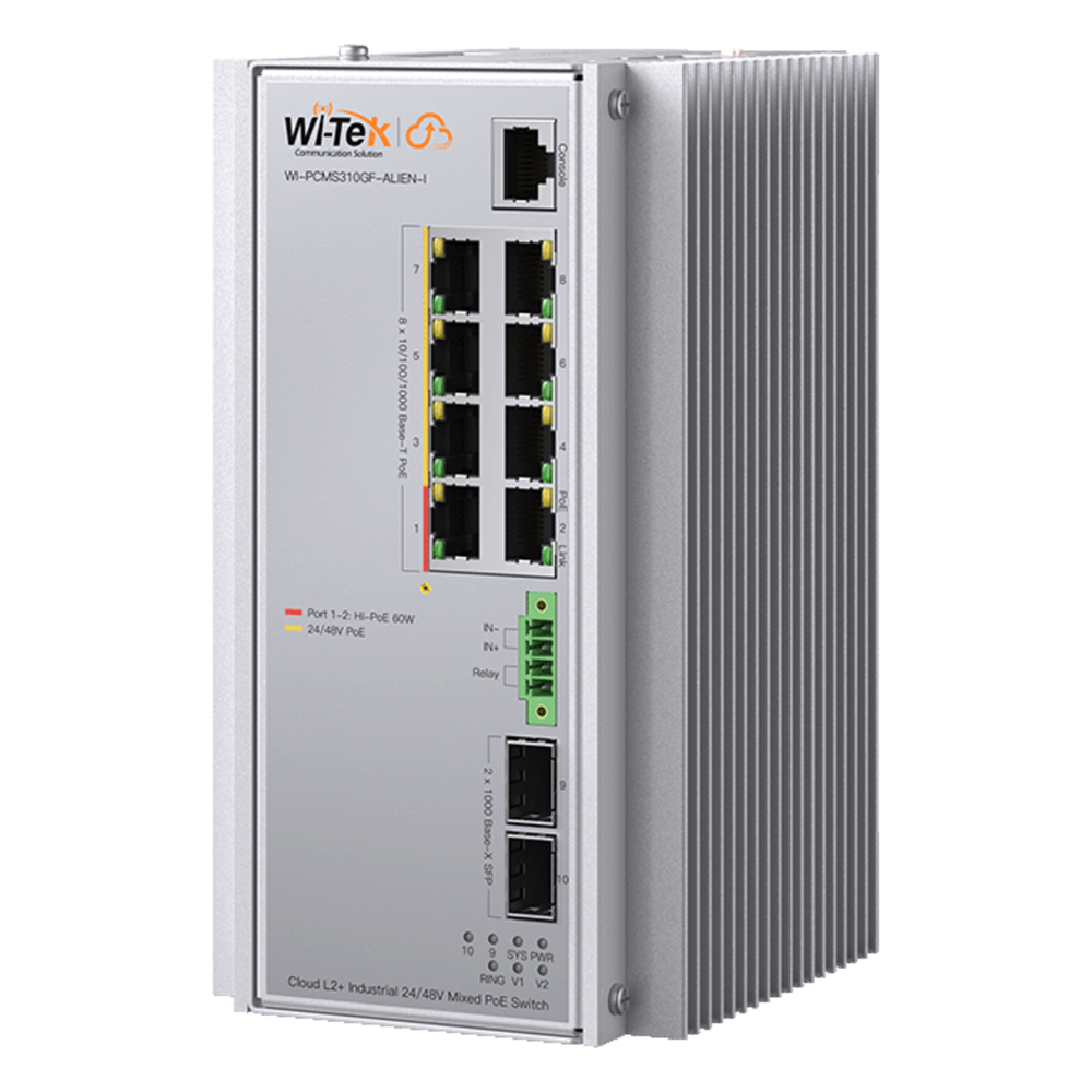 Switch Industrial Administrable Gigabit con 2 Puertos PoE bt + 6 Puertos PoE af/at o 24 V Pasivo + 2 SFP Gigabit, 240 W