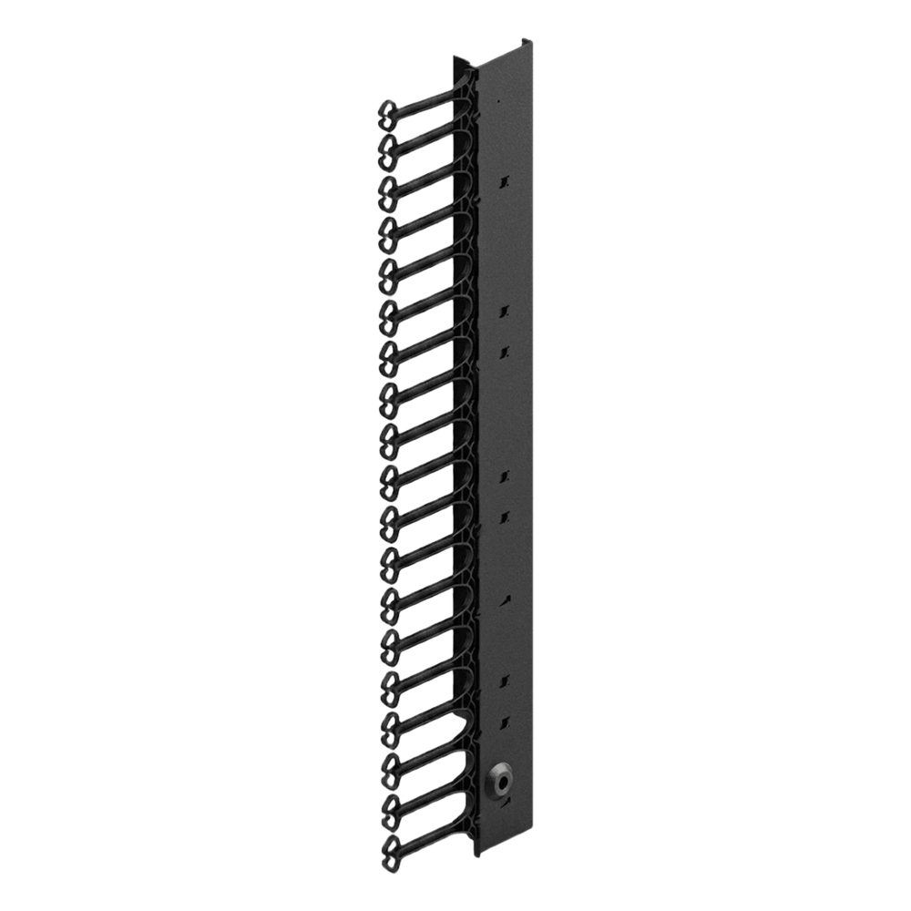 Organizador Vertical de Cables Rack 48 UR / Acero Negro / Sección 95x208 mm / Capacidad 726 Cables / Fijación Flecha 1.75 pulg