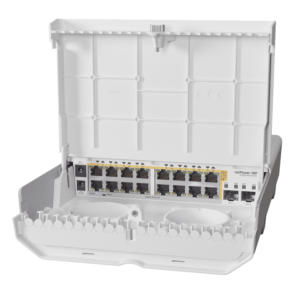 (netPower 16P) Switch administrable Sistema Operativo Dual, 16 puertos c/PoE, 2 puertos 10G SFP+ para Exterior