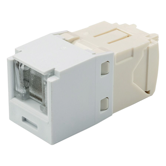 Conector Jack RJ45 Estilo TG con Ventana, Mini-Com, Categoría 6, de 8 Posiciones y 8 Cables, Color Blanco