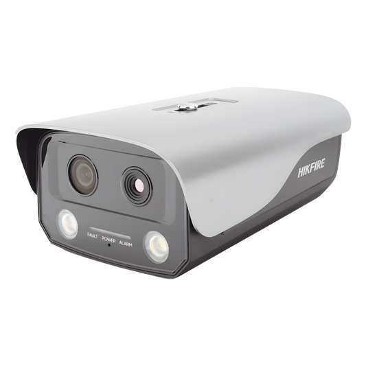 (HikFire) Cámara IP de Detección Térmica de Incendios / Detección de Llamas y Temperaturas Anormales / 4 Megapíxel (Lente Óptico) + 1 Megapíxel (Lente Térmico) / Compatible con Hik-Connect