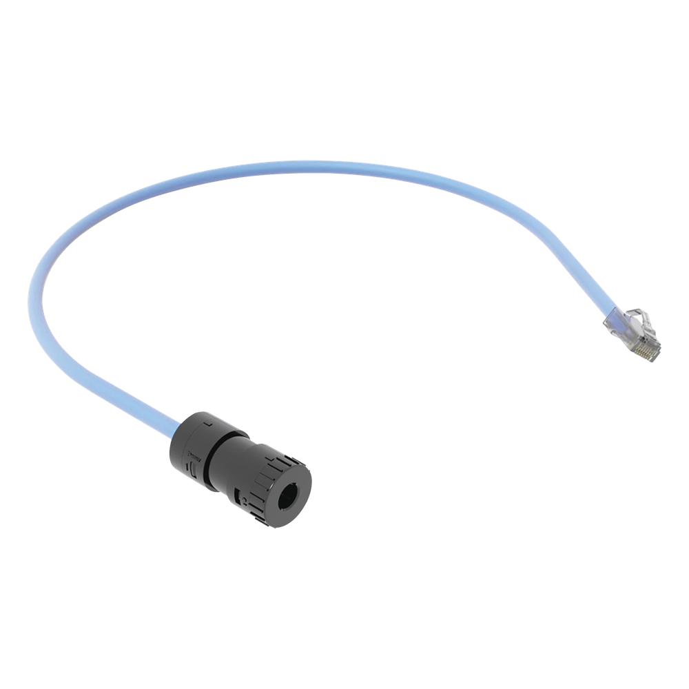 Cable de Conexión en Campo Jack a Plug RJ45, Categoría 6A, CMP (Plenum), 0.5 Metros (1.64 Pies), Color Azul