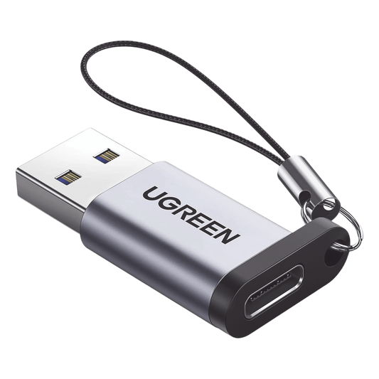 Adaptador USB 3.0 Macho a USB-C 3.1 Tipo C Hembra |Carga y Sincronización de Datos | Admite Corriente de 3A | Transferencia de hasta 5 Gbps | Amplia Compatibilidad | Chip VL160 | Caja de Aluminio | Color Gris