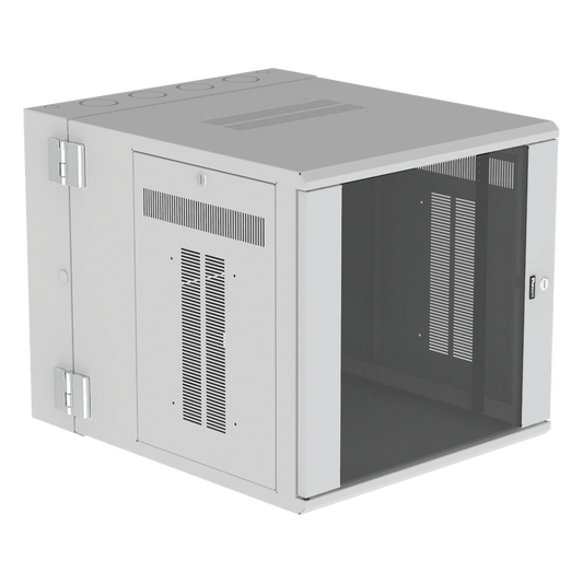 Gabinete PanZone de Montaje en Pared, de 19in, Puerta con Ventana de Seguridad, 12 UR, 762mm de Profundidad, Color Blanco