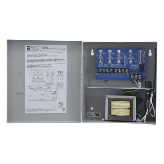 Fuente de poder ALTRONIX de 24 Vca @ 3.5 Amper o 28 Vca @ 3.0 Amper, para 4 cámaras, Con voltaje de entrada de 115 Vca,