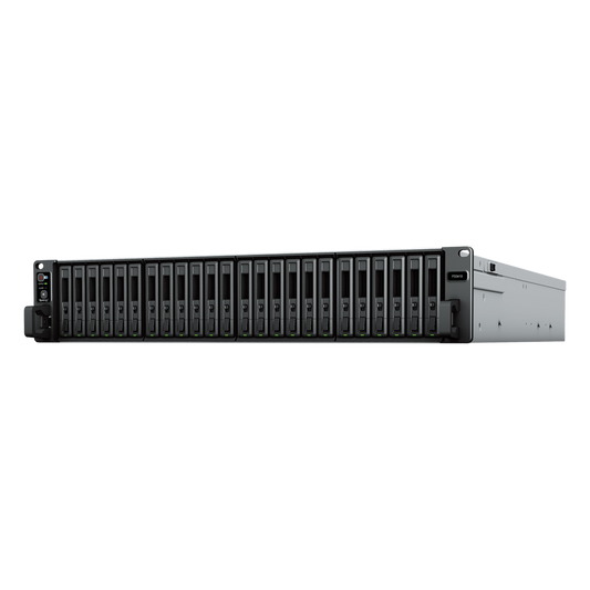 Servidor de Almacenamiento FlashStation FS3410 | 24 Bahías SSD SATA 2.5" | Intel Xeon D-1541 8 Núcleos | 16 GB RAM (Ampliable a 128 GB) | 356,500 IOPS Lectura | 129,400 IOPS Escritura | 4 Puertos 1GbE + 2 Puertos 10GbE