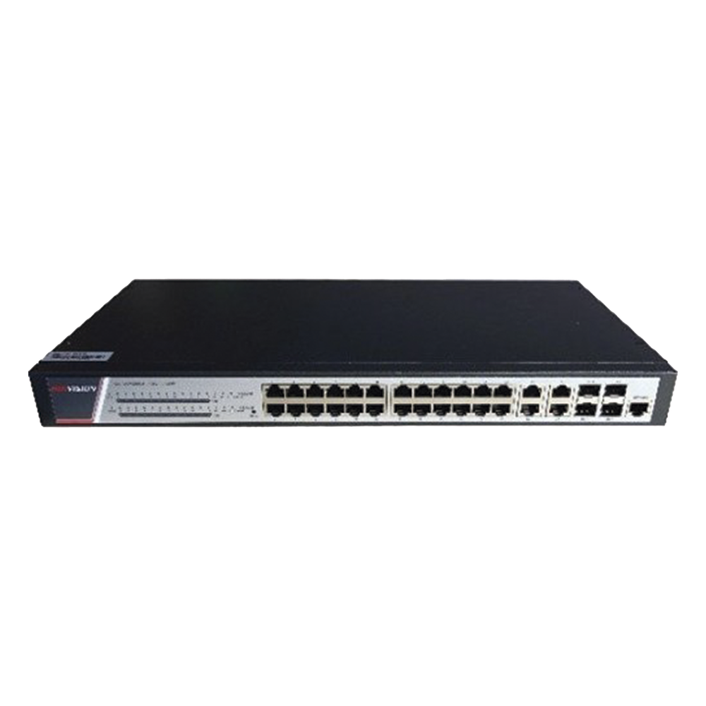 Switch Gigabit PoE+ / Administrable / 24 Puertos 1000 Mbps PoE+ / 4 Puertos 1000 Mbps + 4 Puertos SFP de Uplink / 370 Watts / Soporta IGMP