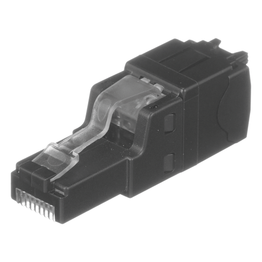 Plug RJ45 UTP, Instalación Recta, Terminación en Campo Certificable, Compatible con Cat5e, Cat6 y Cat6A, Color Negro