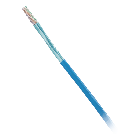 Bobina de Cable Blindado F/UTP de 4 Pares, Cat6, LSZH (Libre de Gases Tóxicos), Color Azul, 305 Metros (1000 Pies)