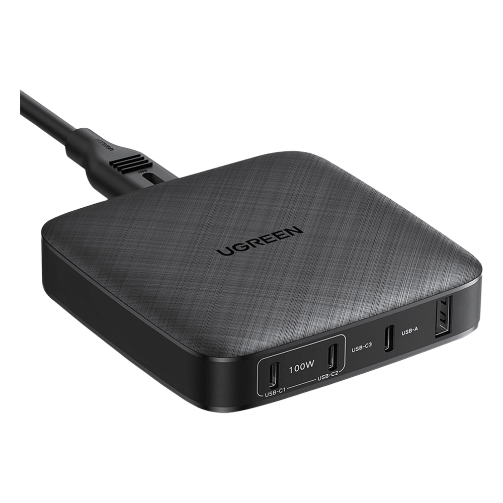 Cargador de escritorio de 100W / 4 Puertos de Carga Rápida / 4 USB-C / 2 USB-A / Tecnología GaN II +SIC / Power Delivery 3.0 / Quick Charge 4.0 / Chip Confiable y Carga Inteligente / Optimiza la Experiencia de Carga